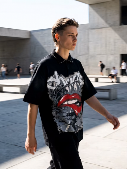 Chaos Polo Oversized Distressed T-shirt.